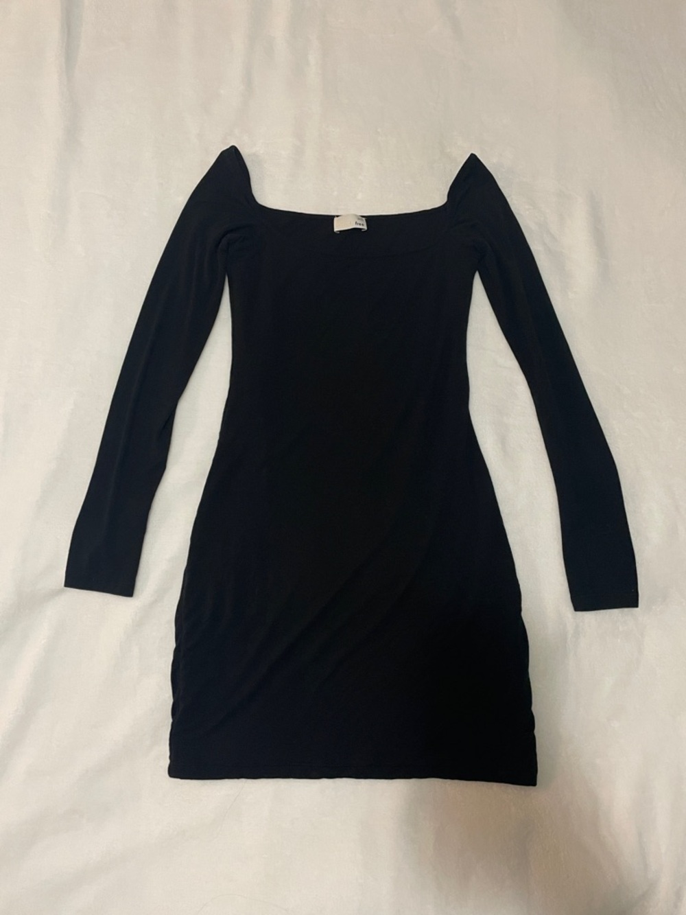 Aritzia Black Long-Sleeve Square Neck Bodycon Dress Mini Sleek Summer Elegant